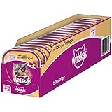 Whiskas Junior Katzenfutter Kalb und Geflügel, 32 Schalen (32 x 100 g)