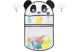 GIDWRIY Sacca Porta Giochi Doccia,Organizzatore per Giocattoli per Vasca,Bath Rete Giocattolo,Borsa del Giocattolo del Bagno,Sacca a Rete Portaoggetti da Appendere con 2 Ganci per Bambino-Panda