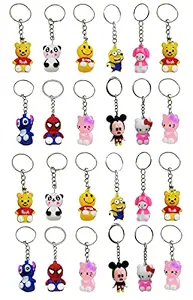 ARTLABEL Cute Keyring Key Chain For Kids Boys Girls & Children Best for Birthday Return Gifts (Cartoon Character ( Pack of 24 ))