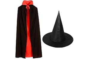 BESTZY Disfraz De Halloween Capa de Vampiro para Niño Adulto, Capa De Mago con Sombrero, Fiesta De Halloween Cosplay Decoración de Ropa para Carnaval Fiestas de Terror 90cm