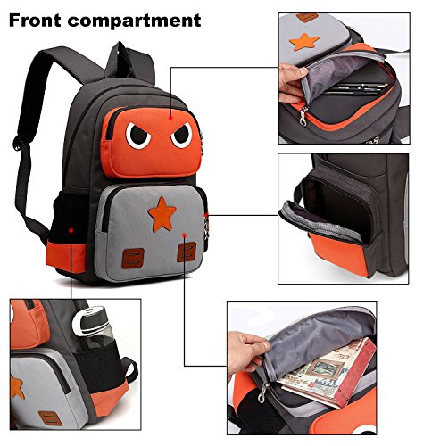 Sacs à dos enfant sac à dos pour enfant Sac à Dos Scolaire pour Enfant Conception Robot (Orange Gray, S)