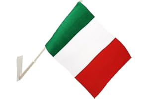 BULLTEK Bandiera Nazionale Italiana per Scrivania, Porta Ufficio, Finestrino Auto 14 x 21 cm con Supporto da 27 cm – Piccola Bandierina Italia con Asta da Parete, Suv, Camion, Barca