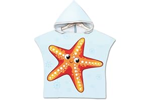 Kinderbadetuch Badeponcho Strandtuch mit Kapuze für Kinder, Treer Baby Bademantel Karikatur Muster Kinder Robe Strand Schwimmen mit Kapuze Poncho für Jungen und Mädchen (60X60cm,Seestern)