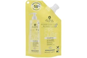 A ALAMA Alama Professional Eco-Refill Frequent szampon do czyszczenia wszystkich rodzajów włosów, formuła z witaminami do zdrowych, żywych i jasnych włosów, 90% naturalnych składników, wegańskie, 100ml