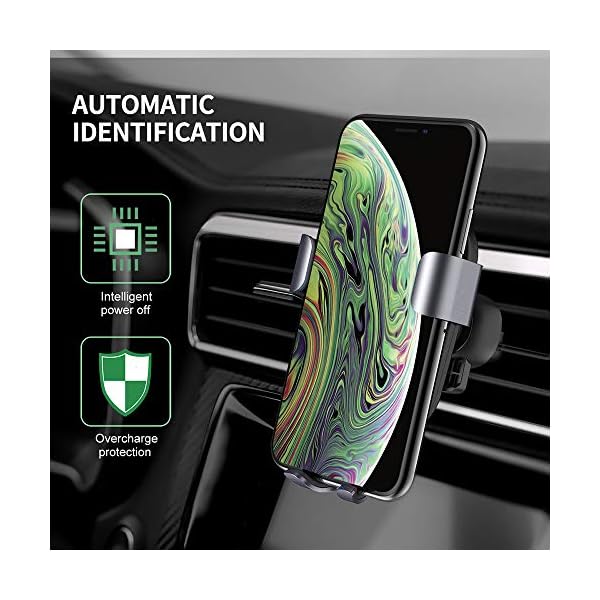 steanum Qi Ladestation Auto, Wireless Charger Auto Qi Handy Autohalterung Kompatible für iPhone 11 Pro Max/Xs Max/Xr/X/8 8Plus, Galaxy S9 S8 S7 S6, Note 5/8/9, Schwarz – Bild 3