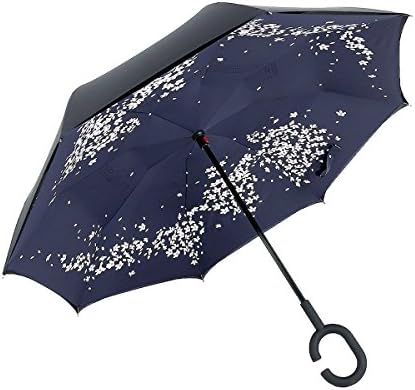 Inverted Umbrella Double Layer New Innovative Multifunctional Rain/UV/ Wind Protection Car Reverse Folding Umbrella with C-shaped Handle