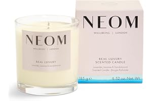 NEOM- Real Luxury Scented Candle, 1 Wick | Lavender, Jasmine & Sandalwood | Essential Oil Aromatherapy Candle | Scent to De-Stress