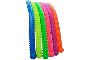 Playlearn Sensory Fidget Textured Elastic Stretchy Snakes - 6 Pack