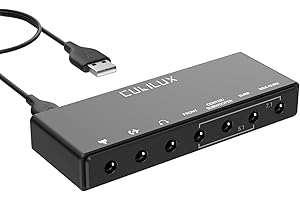 ‎CUBILUX Cubilux 7.1 USB Surround Sound Card - 48KHz-384KHz Abtastrate für Kopfhörer, voll Aluminiumlegierung USB A Externe Soundkarte für Laptop-PC - Unterstützt Line-in & Stereo Mikrofon-Eingang