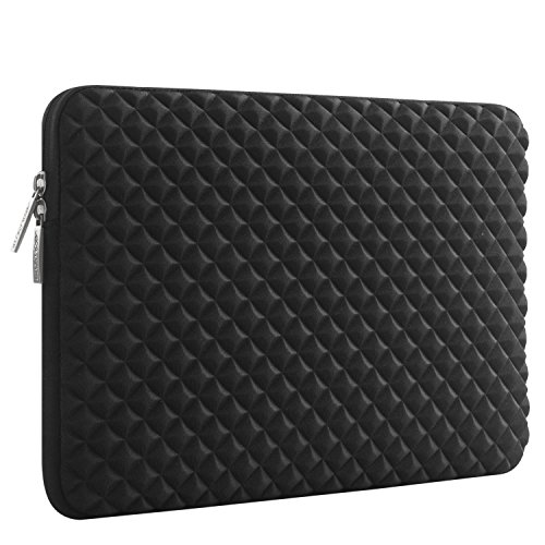 MOSISO Universal wasserresistente and stoßfest Lycra Laptop Schutzhülle mit Rautenmuster / Diamant-Muster Schaumpolsterung für 12,9 Zoll iPad Pro, 13-13,3 Zoll MacBook Pro, MacBook Air, Laptops, Tablets, Notebooks Chromebook, Schwarz - 4