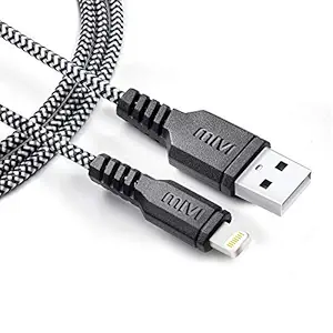 Mivi 3.2 Feet Certified Lightning Cable with Khali Tough Bullet Proof Material (Black)
