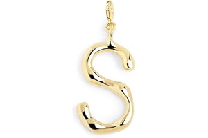 SINGULARU - Charm Letter XL Oro - Pendente Iniziale in Ottone con Finitura Placcata in Oro 18kt - Pendente Lettere A - Z - Charm Combinabile con Collana - Gioielli da Donna