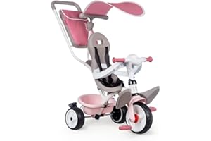 Smoby - Tricycle Baby Balade Plus Rose - Vélo Evolutif Enfant Dès 10 Mois - Roues Silencieuses - Frein de Parking - 741401