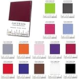 Jacobson Jersey Spannbettlaken Spannbetttuch Baumwolle Bettlaken in allen Gr&ouml;&szlig;en und vielen Farben (90x200 - 100x200 cm, Bordeaux)