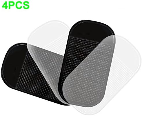 Heemepink 4x Non Slip In Car Holder Sticky Pad Gadget Mat For Mobile Phone iPhone Blackberry Samsung Keys Coins - Black+Clear