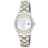 Seiko SUT074 Damen-Solaruhr mit Swarovski-Kristall-Lünette, Perlmutt Zifferblatt
