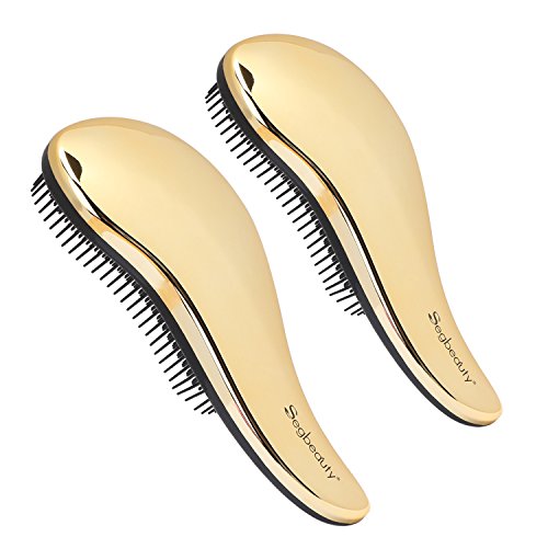 Segbeauty® 2 Stück Entwirren Bürsten Professional Detangler Haarbürste Set, Original Entwirren Kamm für Natürliche Dicke Haare, Schmerzen-Free Nass Detangling Pinsel für Kinder - Verzinktes Gold & Rose Rot