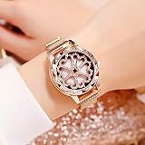 CHCUAN Damen-Armbanduhr, drehbar, Diamant-Zifferblatt, wasserdicht, Mesh-Stahl, einzigartiges Design, Analog, Quarz, Luxus Business-Kleid