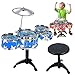 Produktbild Kinder Musikinstrument Spielzeug Jazz, Drum Drumsticks Set mit Stuhl für Jungen und Mädchen zufällige Farbe
