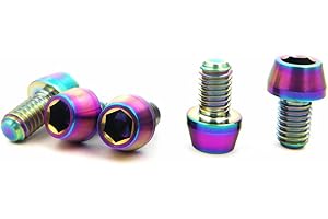 RISON-TITANIUM 5pcs Boulons en Titane de Tige de Vélo, M5 Vis de Potence de Vélo, Vélo Boulons de Tige Fixes s, Vis de Tige de Bicyclette pour MTB Vélo de Route de Montagne
