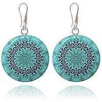 Hellblaue Mandala-Ohrringe für die Frau
