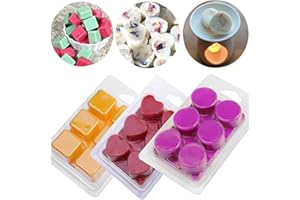 SHINEKOO Lot de 60 moules à cire à 6 cavités avec emballage en plastique transparent - Réutilisables - Pour fabrication de bougies, savon - 3 formes