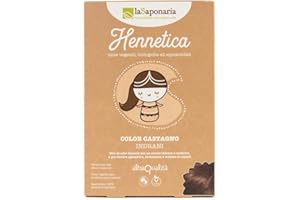 LASAPONARIA La Saponaria | Hennetica Tinta Vegetale, Mix di erbe tintorie per un colore intenso e naturale, Effetto volumizzante, Vegano, Equosolidale, 100 gr (castano, 100 g)