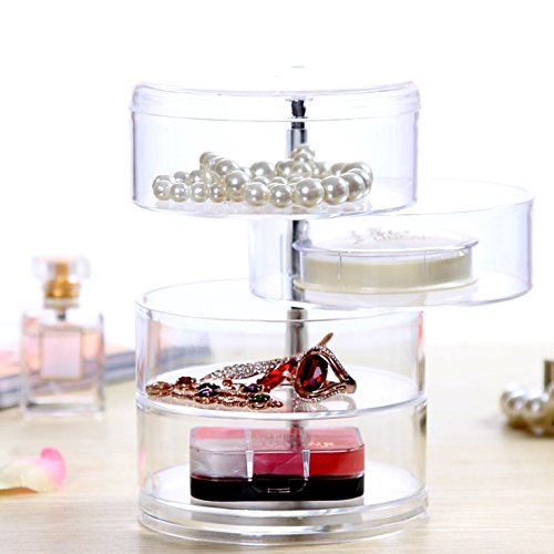 Schönes Leben* Acryl Kosmetik Organizer Kosmetik Aufbewahrungsbox Cosmetic Storage Box Transparent 4 drehbare Fächern für Haargummi, Nagellack, Schmuck Aufbewahrung - 7