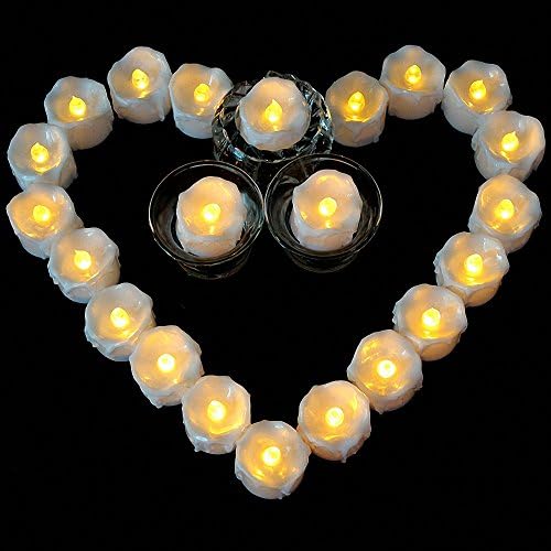 Kalulu Flickering LED Tea Lights Candle Flameless Candles Battery operated for Decoration Wedding/Vanletines/Parties Pack of 12(Yellow Flickering)