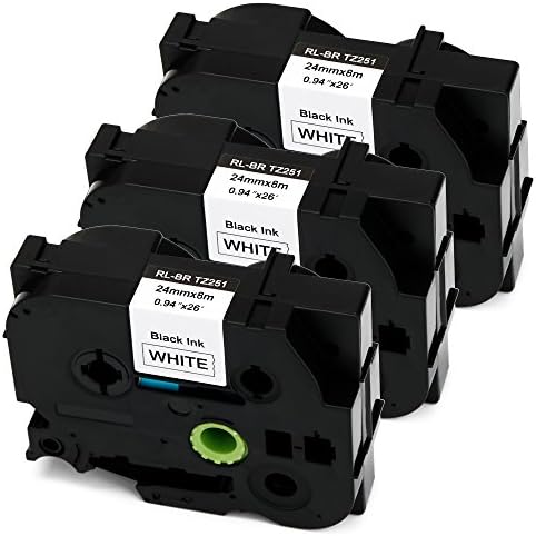 Uoopo 3 Roll Compatible Brother TZe-251 TZ-251 TZe251 TZe 251 Black on White 24mm x 8m Label Tapes for Brother P-Touch PT-1400 PT-1500 PT-1500PC PT-1600 PT-1900 PT-1910 PT-1950 PT-1960 PT-2110 PT-2200 PT-2210 PT-2300 PT-2310 PT-2400 PT-2410 PT-2430PC PT-2470 PT-2500PC PT-2600 PT-2610 PT-2700 PT-2710 PT-2730 PT-2730VP PT-330 PT-350 PT-3600 PT-520 PT-530 PT-540 PT-550 PT-580C PT-7500 PT-7600 Label Makers