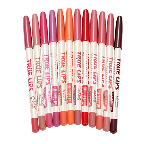 lipliner, LuckyFine Lipliner Set / 12 Farben Lipliner mit Bleistiftspitzer/ Langhaltender Lippenstift/ Lippenstift/ Lippenstiftfarbe Verändern / Lippenstift Set/ Lipliner Palette/ Set/ Rosa Matt / Matt Dunkelrot / Lippenstift/ Lippenstift Matt / Wasserfester Lipliner/ Langhaltender Lippenstift/ Permanent Lipliner - 3