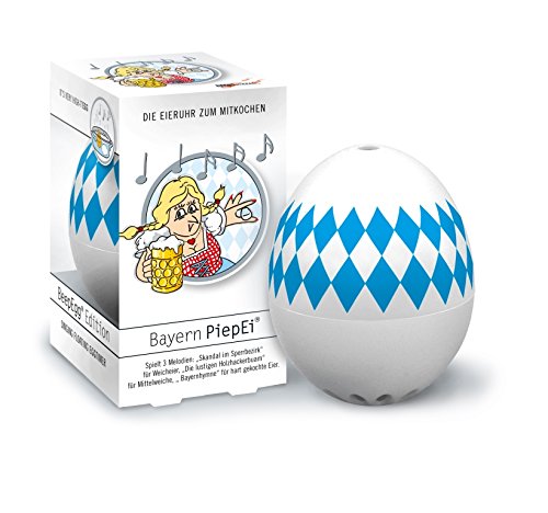 Bayern PiepEi®, Eieruhr im Bayerischen Design, Rauten Motiv, 3 verschiedene Heimatmelodien für unterschiedliche Härtegrade