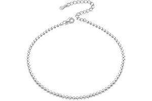 ChicSilver 925 Sterling Silver Cuban/Figaro/Rope/Bead/Mariner Chain Anklet for Women Summer Beach Sandal Barefoot Jewelry Ankle Foot Bracelet(Gift Wrapped)