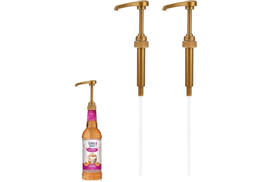 2-Pack Syrup Pump Dispenser for Coffee & Cocktail Bottles - Easy-Clean Durable Liquid Pump Fits 750ml/1 Litre Bottles (Torani, DaVinci Compatible) - Barista & Kitchen Accessories
