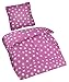 Produktbild Aminata Kids - Kinder-Bettwäsche-Set 135-x-200 cm Stern-e-Motiv Star Sternchen 100-% Baumwolle Renforce pink-e rosa Weiss-e