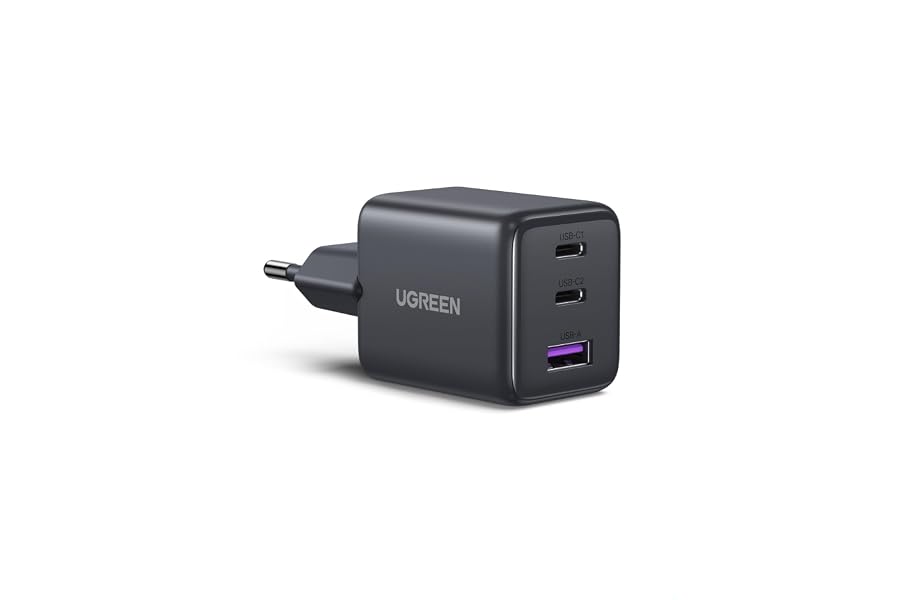 UGREEN USB C Ladegerät 30W, 3-Port GaN Netzteil, PD iPhone Chrager | PD Schnellladegerät, tragbar für unterwegs, Kompatibel m