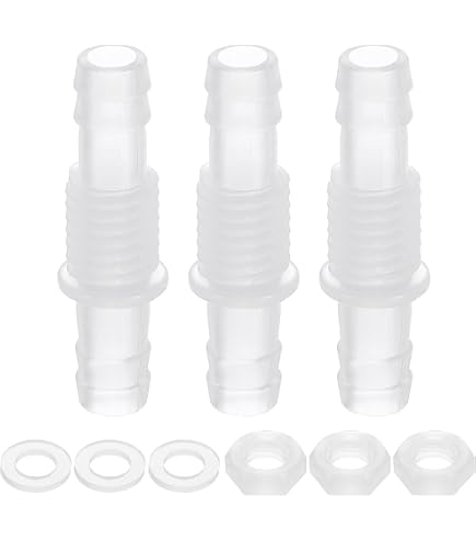 QUARKZMAN 6x Kunststoff Schlauchanschluss 8/10 Mm – Bulkhead Adapter Mit M14 Mutter & Dichtung – Für Aquarien, Labor & Garten