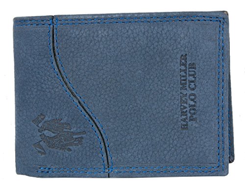 Preisvergleich Produktbild HARVEY MILLER POLO CLUB Klein Blau Portemonnaie aus echtem Leder