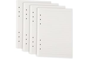 SZCXDKJ 4-pak wkładów A5 Filofax – 320 arkuszy papieru w linie A5, wkład papieru w linie, 6-otworowy, do pamiętnika, notatnika, A5, do wielokrotnego napełniania, do szkoły, biura, podróży, 4 szt