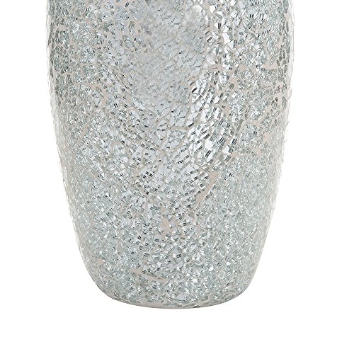 London Boutique Blumen-Vase, dekorativ, glitzerndes Mosaik, Geschenk, glas, silber, Height 31cm* Diameter 8 cm - 3