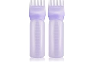 HBAID Lot de 2 Flacons Applicateurs de Teinture pour Cheveux Bouteille Peigne Racine avec Graduée,Bouteille de Teinture de Cheveux pour la Coloration,Applicateur De Bouteille À Cheveux Avec Pinceau (Violet)