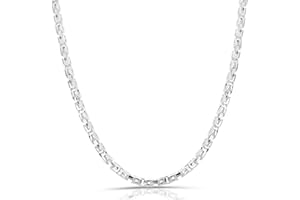 Tony Fein Königskette 3mm 925er Silber Gestempelt Massiv Hochglanzpoliert Diamantiert für Damen und Herren Made In Italy