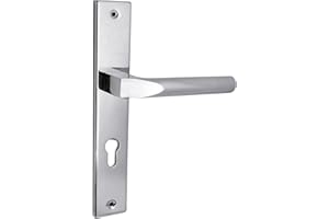 Domino Set de poignées de porte avec trou PZ Kit de poignées pour porte d’entrée, cave, couloir – Pour cylindre européen en aluminium robuste argenté universelle CONO M6 PZ70