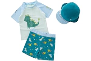 amiyan Kinder Jungen Badeanzug Bademode Schwimmbekleidung Uv-Schutz Dinosaurier Bade-Set mit Hut