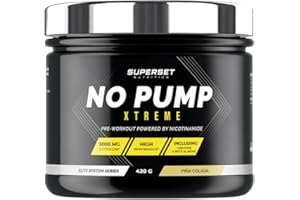 Superset Nutrition - No Pump Xtreme (420gr) - Pre-Workout en poudre - Booster puissant pré-entraînement, 3,3 g de Créatine, Bêta-alanine, L-citrulline, Caféine - Fatigue maîtrisée - Pina Colada