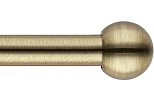 BOOM JOG 16/19mm Diameter 120-210cm Extendable Curtain Pole Set with Round ball Finials. (ANTIQUE BRASS). Includes Rods,Ball Finials,Brackets,Fitting sets. 48-84" Single Adjustable Curtain Rod without Ring.