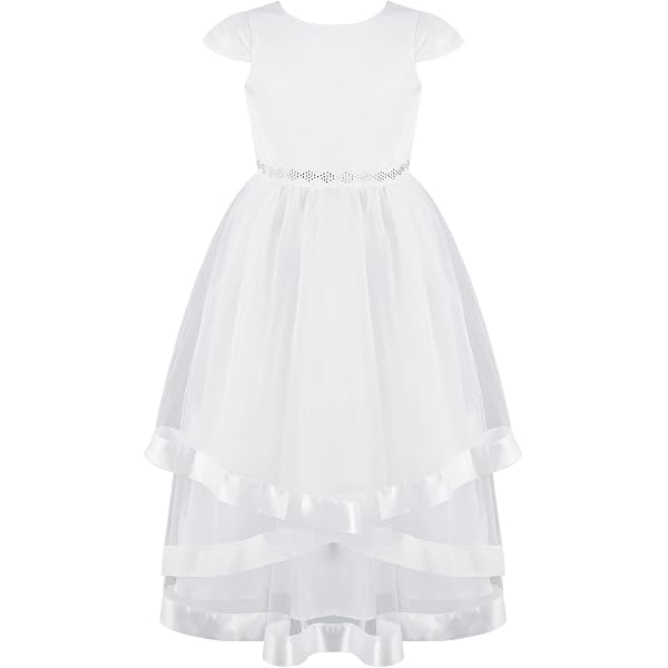 Robe Princesse Fille Fleur - Mousseline De Soie - Sans Manches - Col V - 2 à 14 Ans - Cérémonie, Fête