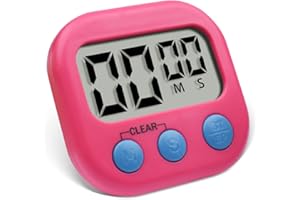 Kitchen Timer Digital, Pitasha Cooking Timer Magnetic/Backing Stand/Hanging Hole, Count up&Count down with Loud Alarm Electronic Memory Timers for Kitchen Bathroom Training Classroom