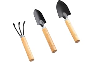 Benixmidart 3Pcs Gardening Tools, Mini Tool Set Indoor Garden Kit Miniature Gardening Rake|Trowel |Shovel for Gardening Supplies (Thick handle)