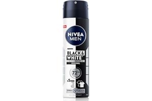 NIVEA MEN Erkek Sprey Deodorant Black&White Invisible Original 150 ml,72 Saat Anti-Perspirant Terleme ve Ter Kokusuna Karşı Koruma,Kıyafetlerde Leke Karşıtı,Erkeksi Koku,Etil Alkol İçermez